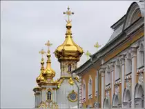 Im Peterhof bei St. Petersburg wurde beim Bau und wird bei der Instandthaltung reichlich Blattgold verwendet. 17.05.2013