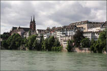 . Stadt und Fluss - Basel am Rhein, mit dem Mnster. 22.06.2013 (Matthias)