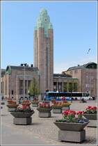 Der Uhrturm des Hauptbahnhofs von Helsinki. 19.05.2013