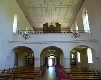 Olsberg, Blick zur Orgelempore in der Klosterkirche, hier finden regelm��ig Konzerte statt, Juni 2013