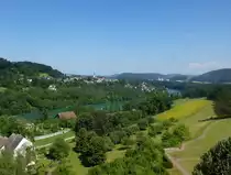 Kaiserstuhl, Blick vom Obertor auf die Landschaft am Hochrhein und die Stadt Hohentengen auf der deutschen Seite, Juli 2013