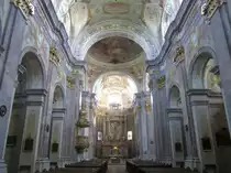 Amstetten, Wallfahrtskirche Sonntagberg, Hochaltar und Kanzel von Melchior Hefele, 
Altarplastiken von Jakob Schletterer, Deckenfresken von Danien Gran (17.08.2013)