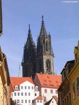 Die Trme vom Meiener Dom, vom Marktplatz aus gesehen (Sachsen, Oktober 2008)