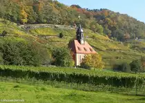 Die Weinbergkirche  Zum Heiligen Geist  oberhalb von Schloss Pillnitz in Dresden liegt mitten im Weinberg (Oktober 2008)