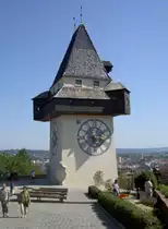 Graz, Uhrturm, erbaut 1561 am S�dhang des Schlo�bergs (18.08.2013)