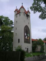 Der sog. Fnfknopfturm ist ein Wahrzeichen der Stadt Kaufbeuren und von hier hat man ein herrlichen Blick auf die Dcher der Stadt (Sommer 2009)