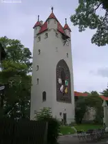 Der sog. F�nfknopfturm ist ein Wahrzeichen der Stadt Kaufbeuren und von hier hat man ein herrlichen Blick auf die D�cher der Stadt (Sommer 2009)