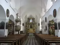 Kainach, Langschiff der St. Georg Kirche, Hochaltar mit Statuen von Balthasar Prandtst�tter (19.08.2013)