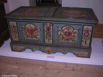 Eine alte Truhe war im Rahmen einer Sonderausstellung zu sehen im  Schwbischen Bauernhofmuseum  in Illerbeuren (Landkreis Unterallgu, Sommer 2008)