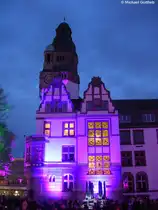 Das alte Rathaus in Gladbeck wurde einen Abend lang verschiedenfarbig angeleuchet (Kreis Recklinghausen, NRW, Oktober 2010)