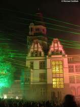 Rund um das alte Rathaus in Gladbeck wurde an einem Abend mehrmals Lasershows veranstaltet (Kreis Recklinghausen, NRW, Oktober 2010)