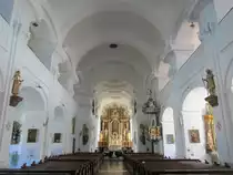 Mureck, Innenraum der Pfarrkirche St. Bartholom�us, Hochaltarbild von J. V. Hauck (21.08.2013)