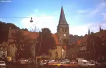 Warburg an der Diemel - Rathaus und Altstadt (Kreis H�xter, NRW, Juni 1986, Scan vom Dia)