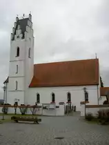 Huldsessen, sp�tgotische St. Martin Kirche, erbaut im 15. Jahrhundert, Turm mit Staffelgiebel (02.02.2013)