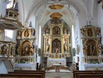 Neufahrn, barocke Altre und Kanzel der Hl. Geist und Wilgefortis Kirche (15.04.2012)