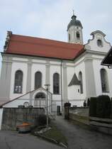 Bertoldshofen, St. Michael Kirche, erbaut von 1680 bis 1685, Umbau 1720 nach einem Entwurf von Johann Georg Fischer, Baufhrer Thomas Windt (06.03.2014)
