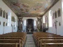 Krumbach, Alt�re und Deckenfresko der St. Georg Kirche, Deckenfresko von Andreas 
Brugger 1771 (17.03.2014)