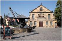 Am Kranen in der Bamberger Inselstadt am Ufer der Regnitz. Links im Hintergrund ist der Michaelsberg zu sehen. Aufnahmedatum: 13.09.2006