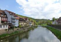 Die Tauber fliet hier in Wertheim nach ca. 130 km in den Main.
Aufgenommen im April 2014.