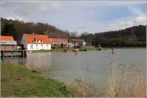 H�rstel. Das Gasthaus  Am nassen Dreieck  liegt direkt am Abzweig des Mittellandkanals vom Dortmund-Ems-Kanal. 22.03.2014