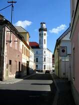 Blick auf den Rathausturm in Klasterc, 25.08.07