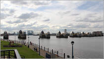 Die 520 m lange Thames Barrier soll London vor Sturmfluten schtzen. Seit 1984 ist es einsatzbereit. 07.06.2014