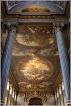 Blick in die Painted Hall des Old Royal Naval College in Greenwich. Die Halle diente den hier lebenden Seeleuten als Speisesaal. 07.06.2014