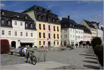 Schneeberg. H�userzeile am Markt. 12.08.2014