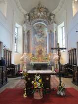 Groweikersdorf, Hochaltar der St. Georg Kirche, Hochaltarbild von Martino Altomonte (20.04.2014)