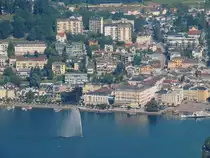 GMUNDEN, ein Blick auf die Salzkammergut-Metropole w�hrend der Bergfahrt mit der Gr�nbergseilbahn; 140719