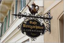 Glauchau. Das Wirtshausschild des Cafe Kretzschmar am Schlossplatz.
12.08.2014