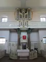 G�llheim, Sauer Orgel in der Ev. Kirche, Orgelprospekt von Johann Georg Geib von 1880 (23.08.2014)