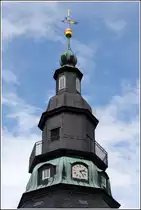 Seiffen. Der Turm der achteckigen Bergkirche. 
15.08.2014