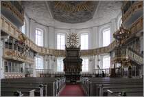 Schwarzenberg. Blick in die Ende des 17. Jahrhunderts gebaute St.-Georgen-Kirche. 
15.08.2014