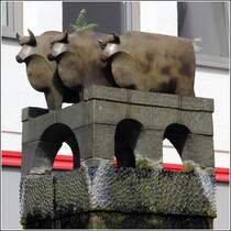 Osnabrck. Die  Ossenbrgge  des Keramikknstlers Rolf Overberg (1933–1993) steht an der Osterberger Reihe. Sie thematisiert den niederdeutschen Namen der Stadt.
10.08.2014
