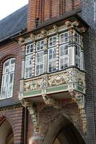 Erker - Rathausbalkon vom historischen Rathaus in der Breiten Strae in Lbeck (Mai 2011)