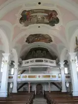 Blindheim, Pfarrkirche St. Martin, erbaut von 1711 bis 1712, Umbau von 1907 bis 1908, Fresken von Leonhard Thoma (24.08.2014)