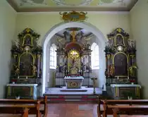 Herbolzheim, Blick zu den Alt�ren in der Wallfahrtskirche  Maria im Sand , Juli 2014
