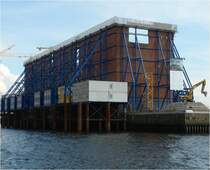 Die im Bau befindliche Elbphilharmonie in Hamburg am 23. August 2007