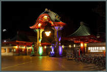 Das Elefantentor in Berlin bildet einen der Eingnge zum Zoologischen Garten. Das im ostasiatischen Stil erbaute Tor wurde 1899 errichtet, 1943 bei einem Bombenangriff zerstrt und in den 1980er Jahren wiederaufgebaut. Am 10.10.2014 wurde das Tor anlsslich des Festival of Lights in buntes Licht getaucht.