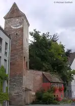 Blick auf den Hexenturm in der Altstadt von Memmingen (Bayern - Sommer 2009)