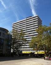 Lrrach, Wohnhochhaus am Marktplatz, Sept.2014