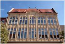 Eine Jugendstilfassade in der Breiten Strae in Salzwedel. Aufnahmedatum: 16.09.2007