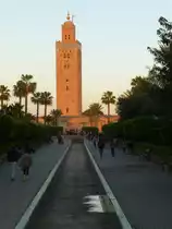 Marrakesch, das Minarett der Koutoubia-Moschee bei Sonnenuntergang. 26.12.2014
