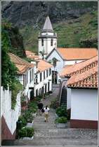 Madeira. Sao Vicente mit seiner Kirche. Scan eines Dias vom Sommer 1999.