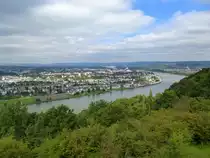Koblenz, Blick von der Aussichtsplattform auf dem Ehrenbreitstein, rheinabw�rts, Sept.2014