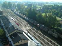 Bahnhof der Stadt Ried im Innkeis aus der Vogelperspektive; 070922
