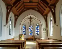 Garmisch-Partenkirchen, Blick zum Altar in der Johanniskirche, Aug.2014