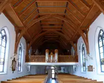 Garmisch-Partenkirchen, Blick zur Orgelempore in der Johanniskirche, Aug.2014