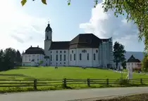 die Wieskirche bei Steingaden, die sehr bekannte, prachtvoll ausgestattete Wallfahrtskirche im bayerischen Pfaffenwinkel wurde 1745-54 erbaut, geh�rt seit 1983 zum UNESCO-Welterbe, Sept.2014